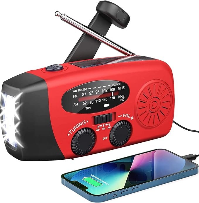 Linterna-radio solar y manivela (powerbank)
